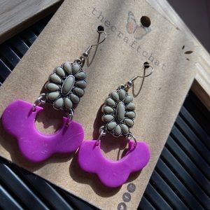 Purple polymer clay earrings